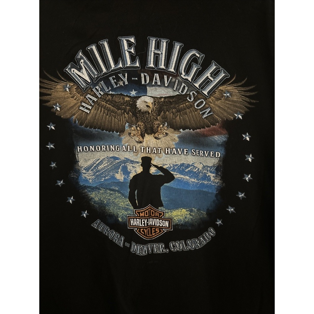 VTG Harley Davidson T-Shirt Mens Black Double-sided  3XL Mile‎ High